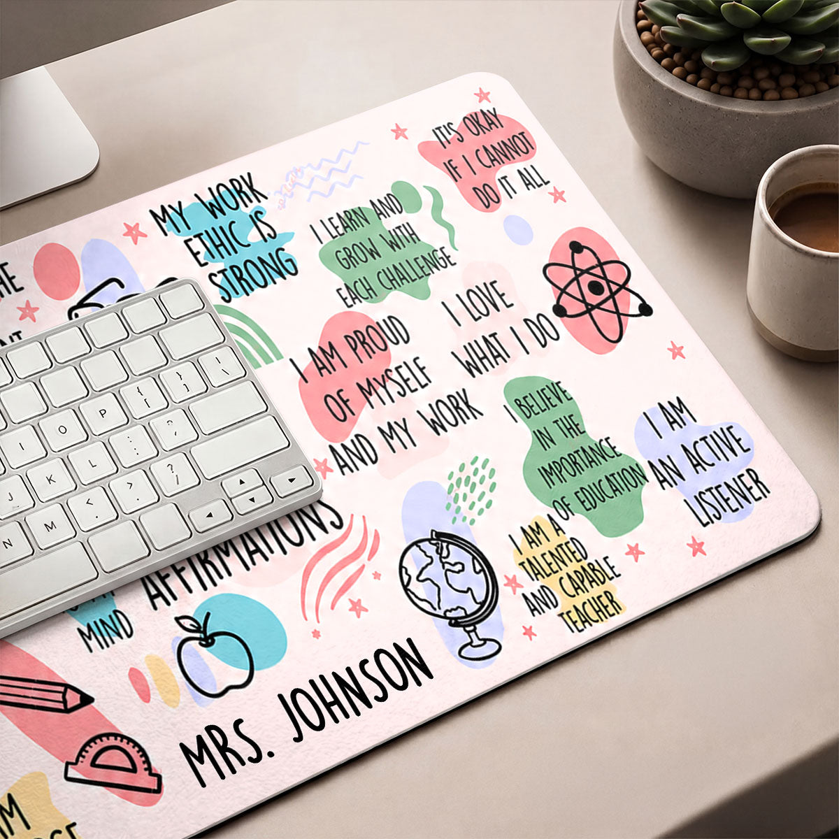 Daily Teacher Affirmations Decoration For Teachers - Personalized Leather Desk Mat