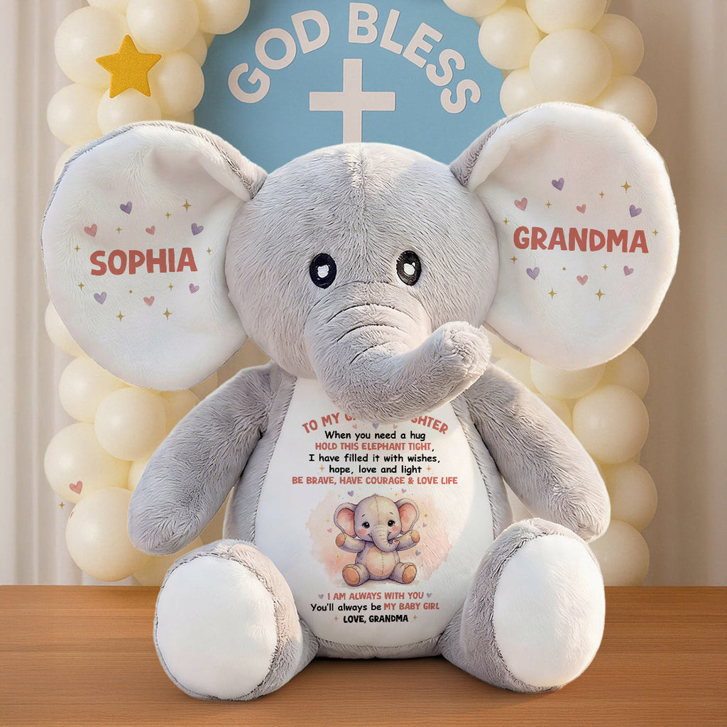 Be Brave, Have Courage & Love Life - Personalized Stuffed Elephant