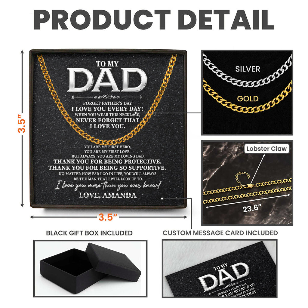 Never Forget That I Love You Dad - Personalized Men's Cuban Link Chain