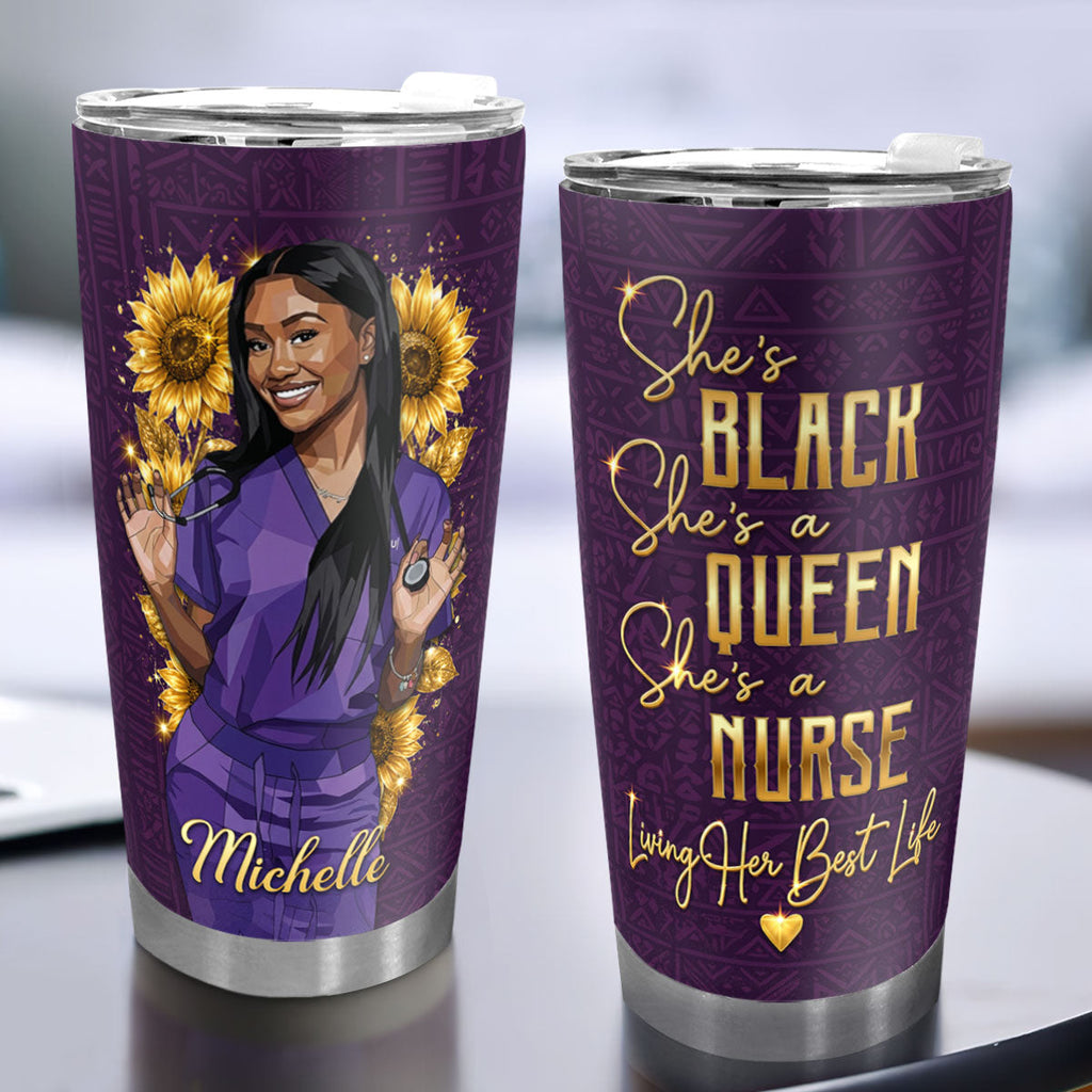 Living Her Best Life As A Nurse - Personalized Stainless Steel Tumbler