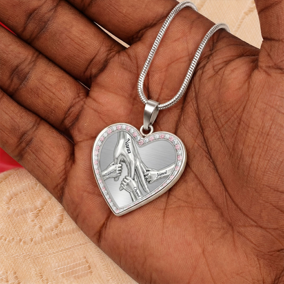 We Love You Nana And Mommy - Personalized Heart Necklace