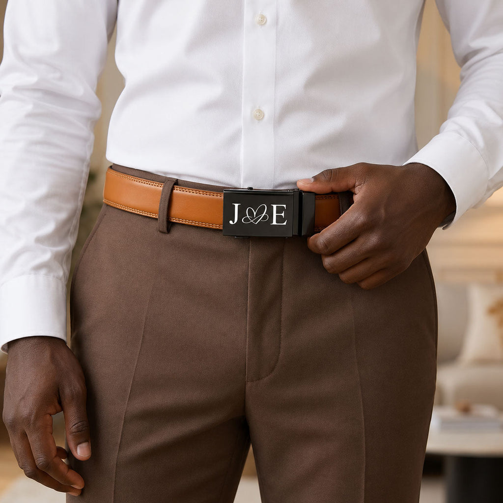 Thanks For All The Amazing Orgasms - Personalized Leather Belt With Engraved Buckle