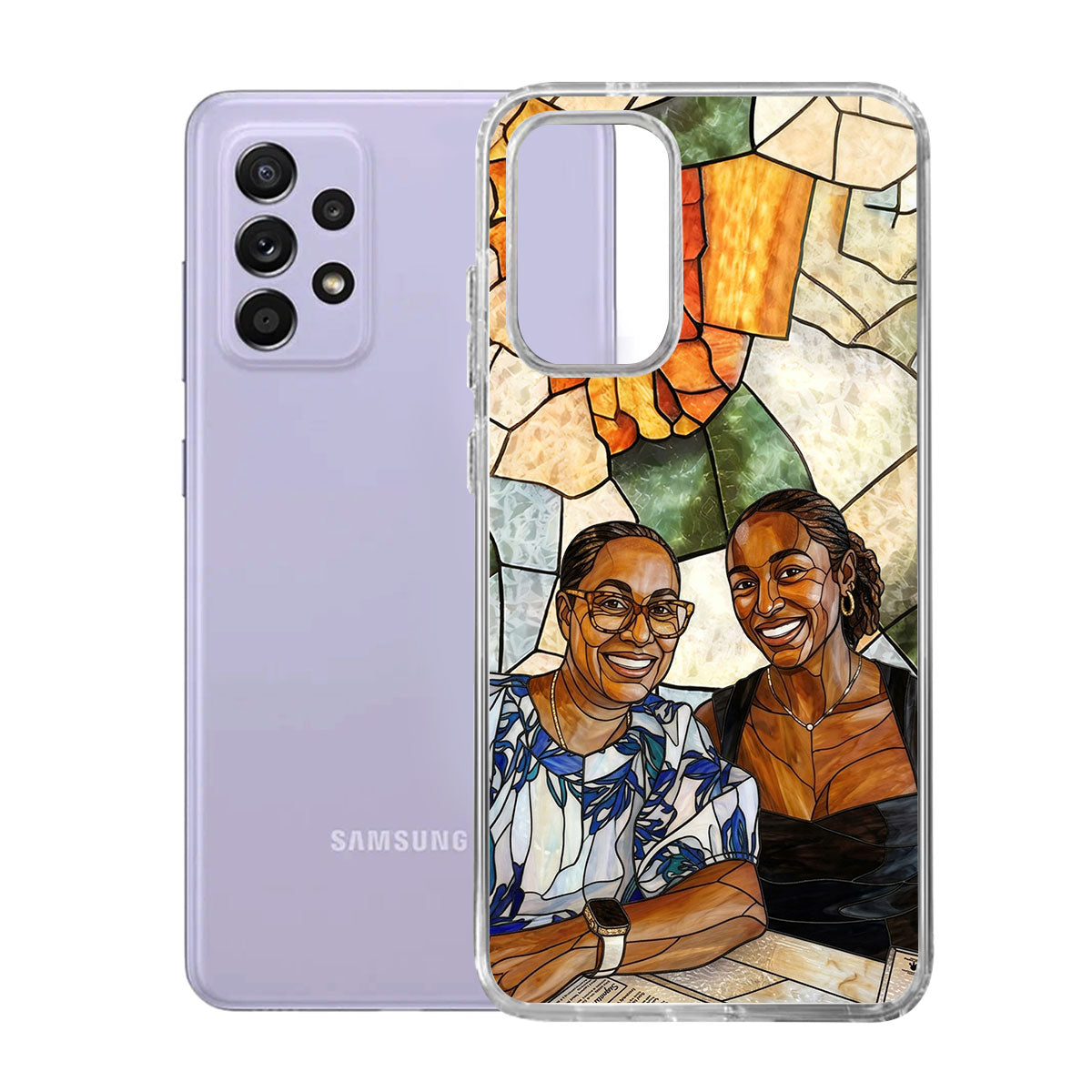 Custom Photo Stained Glass Portrait Mom Grandma Parents Family - Personalized Clear Silicone Phone Case