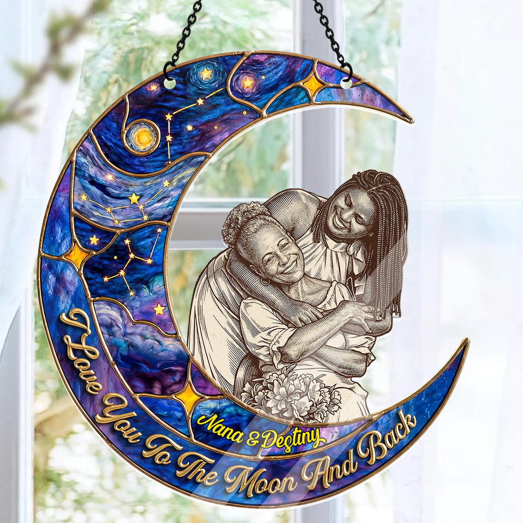 I Love You To The Moon And Back Custom Photo - Personalized Acrylic Suncatcher