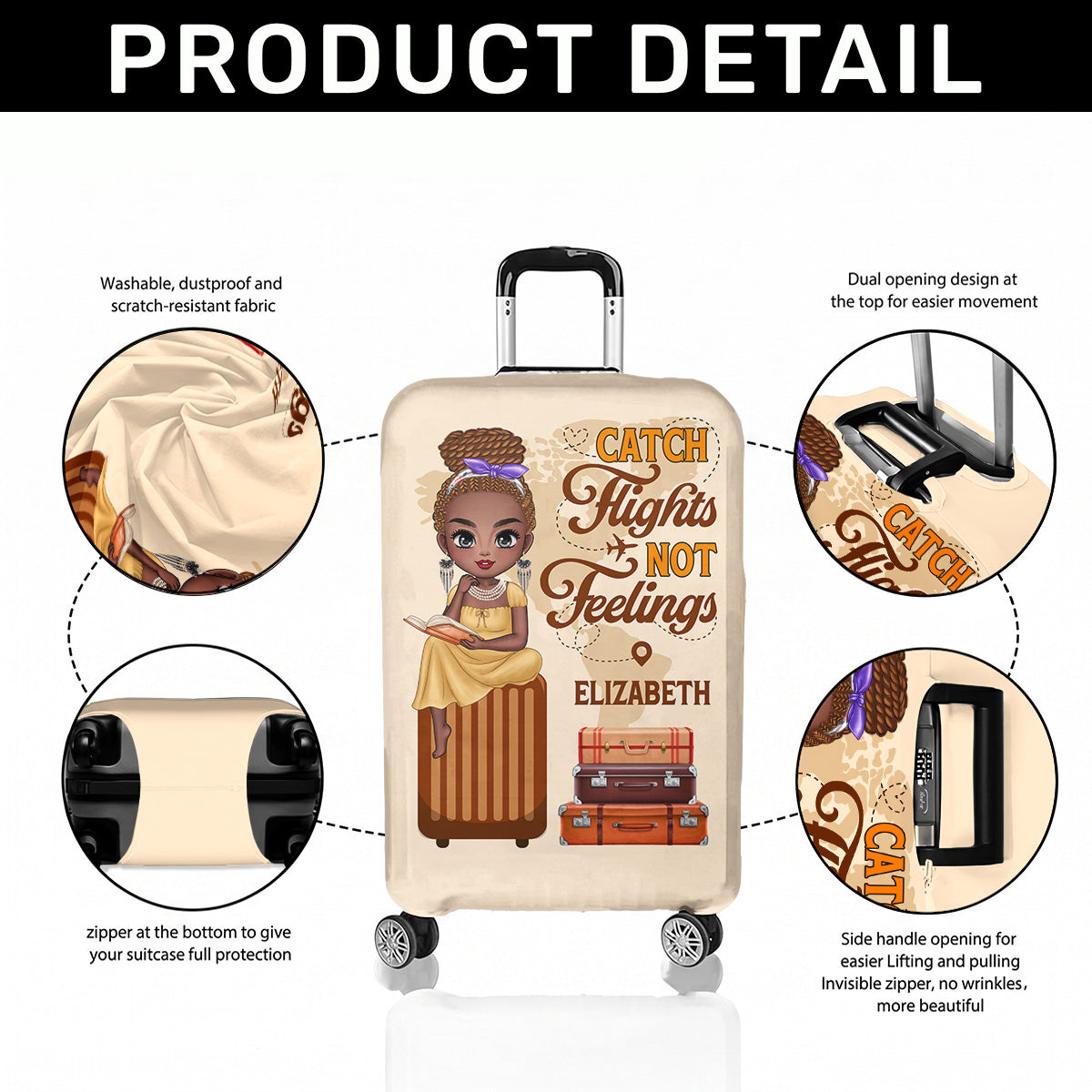 Catch Flights Not Feelings - Personalized Luggage Cover