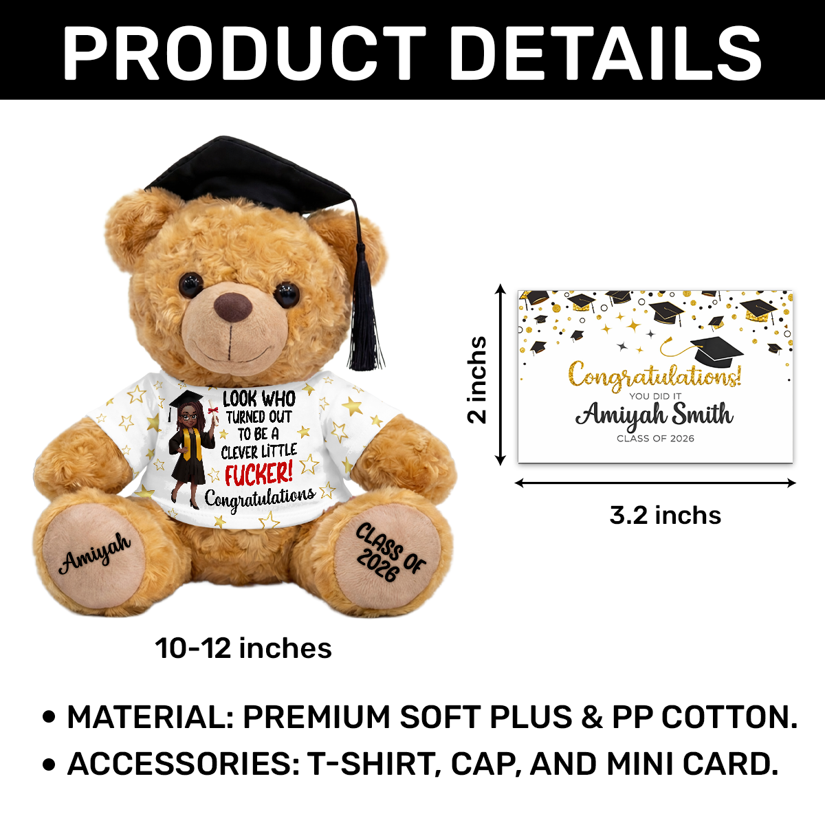 A Clever Little Fucker - Personalized Graduation Bear With Card