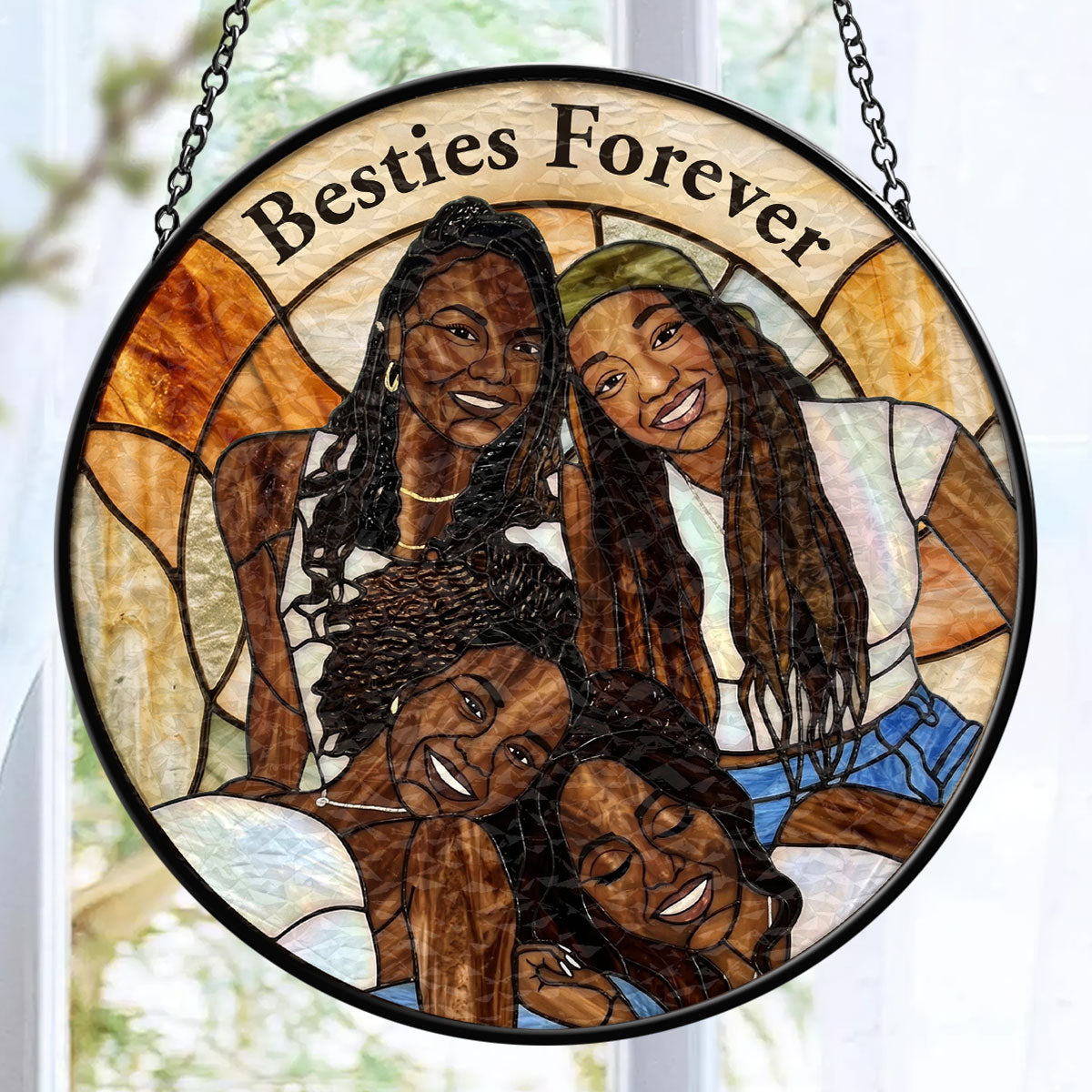 Besties Forever - Personalized Stained Glass Window Hanging Suncatcher