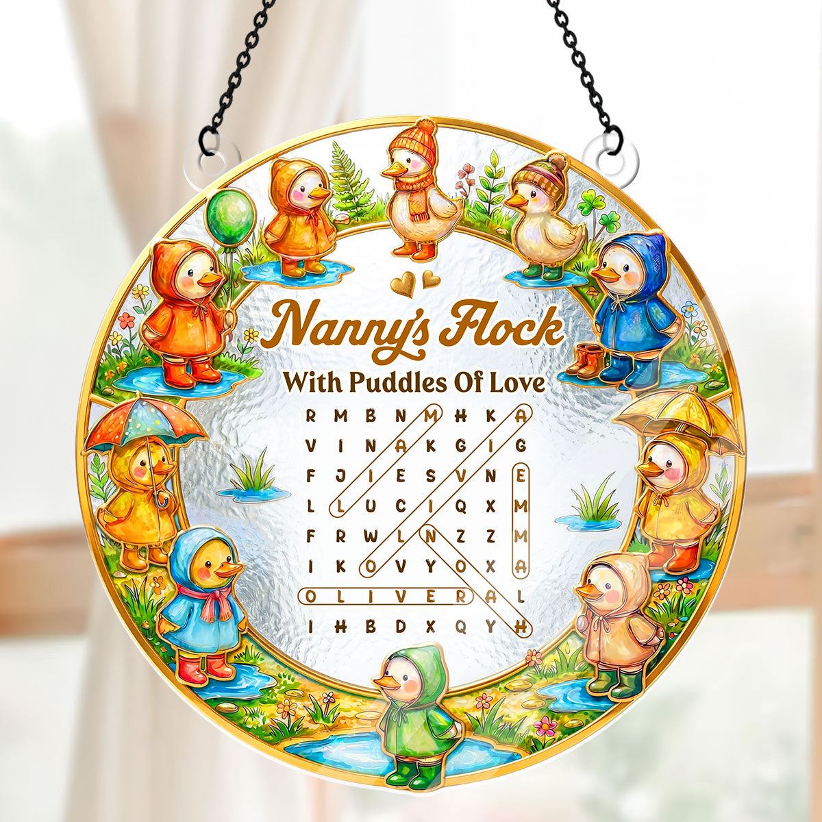 Raincoat Family Flock - Personalized Acrylic Suncatcher
