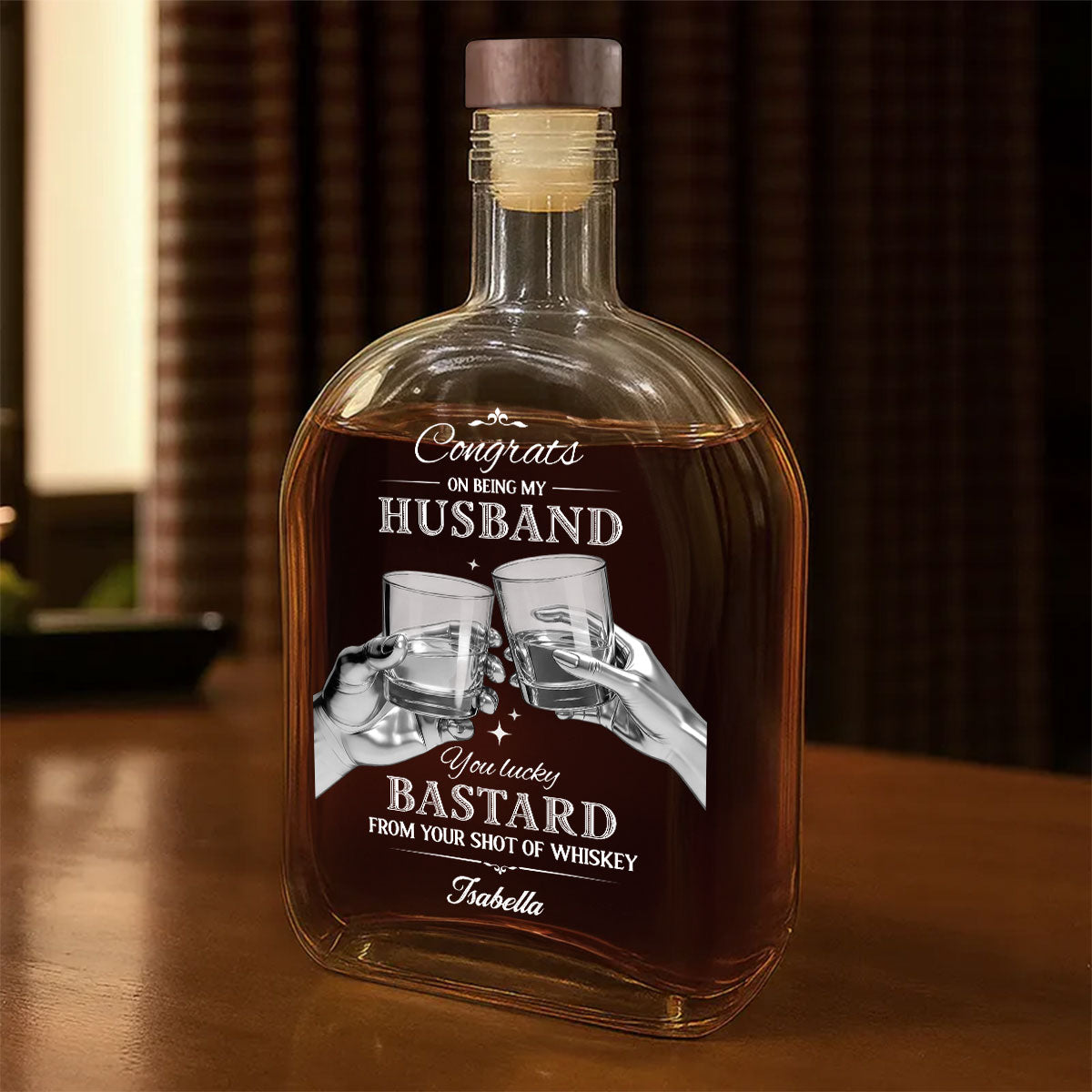 Cheers To My Husband - Personalized Whiskey Bottle