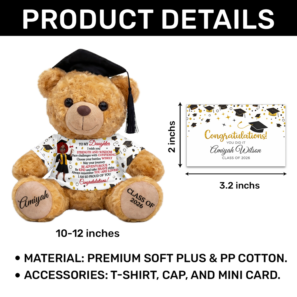 I Wish You Strength And Wisdom - Personalized Graduation Bear With Card