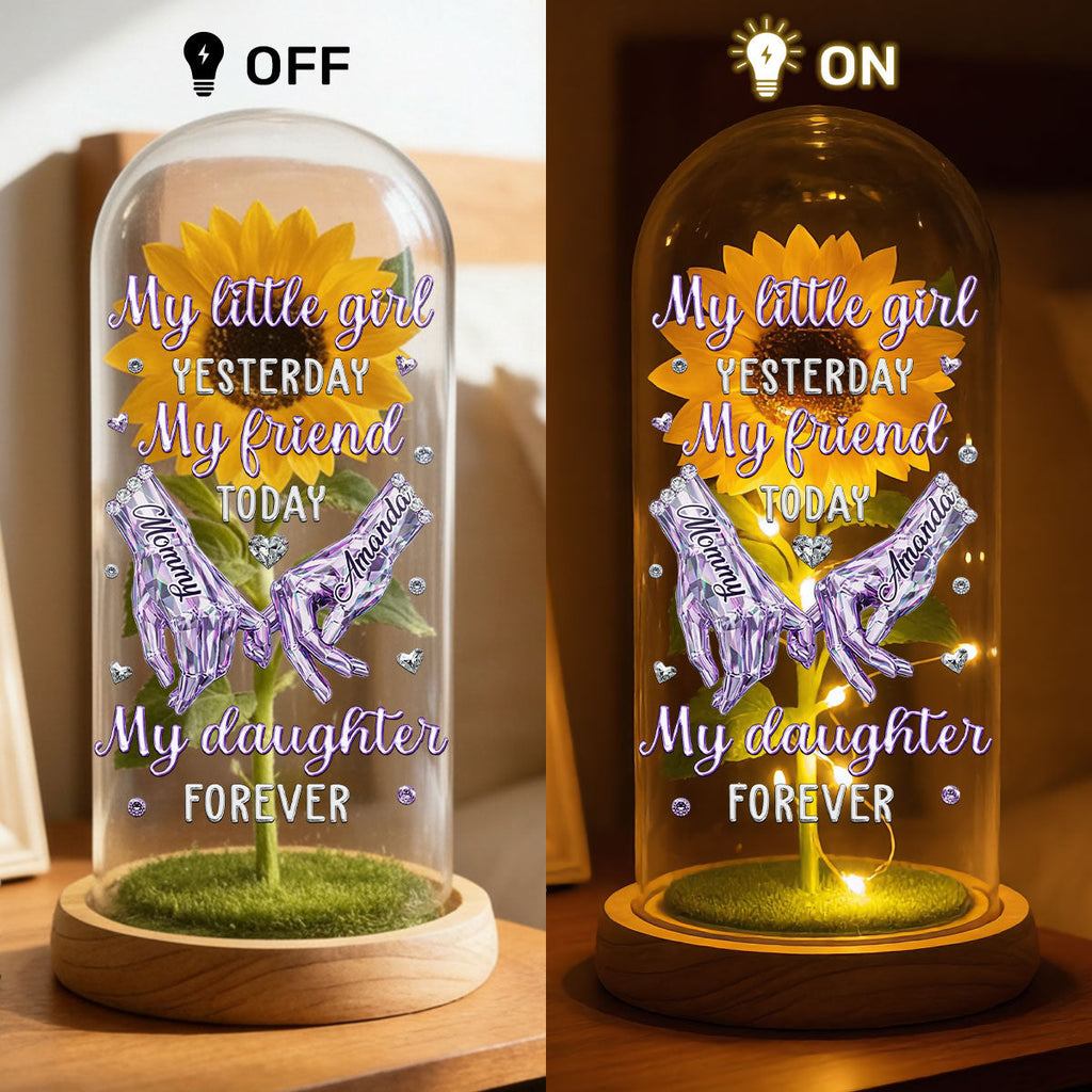 My Little Girl Yesterday, My Friend Today, My Daughter Forever  - Personalized Sunflower Dome Lamp