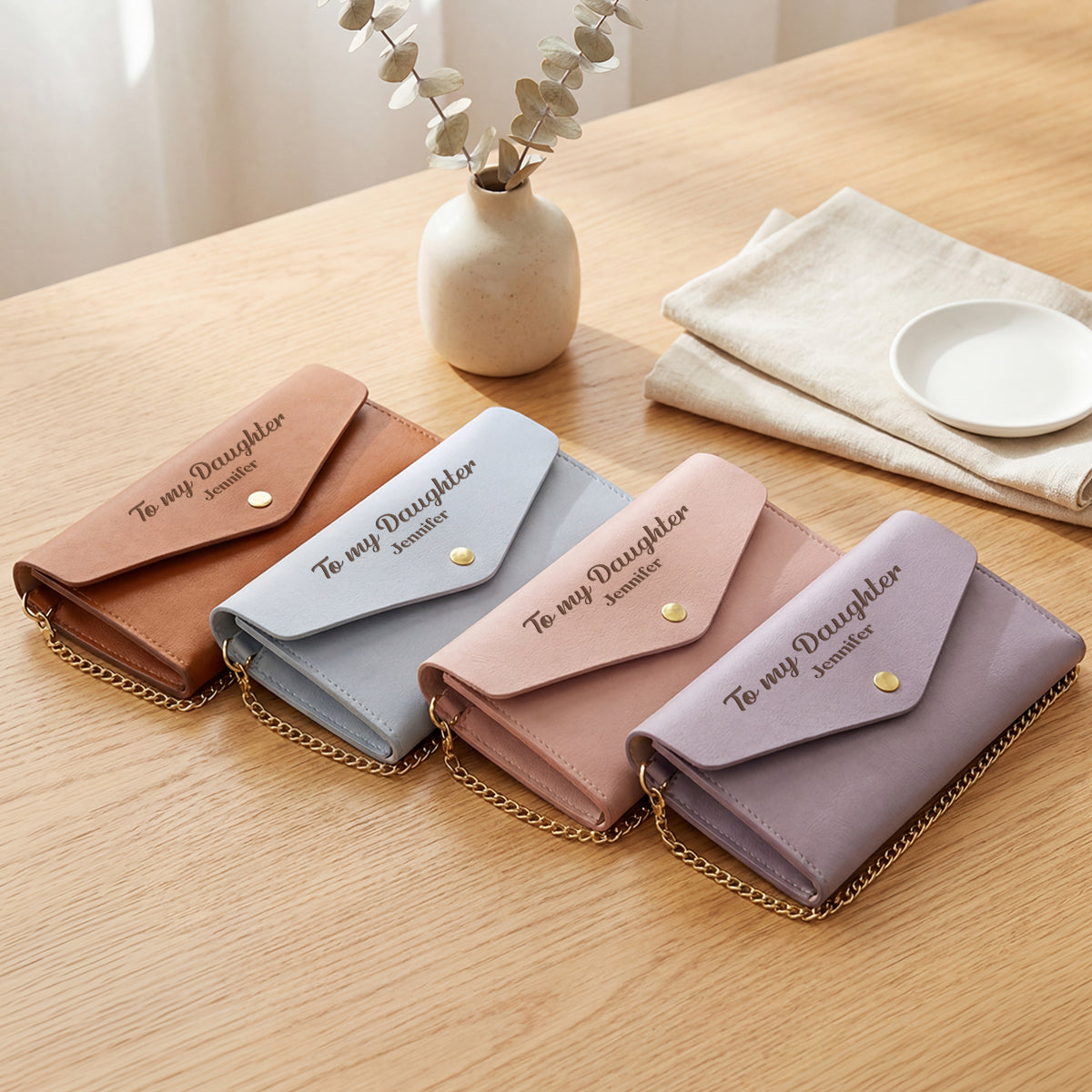 My Little Girl Yesterday, My Friend Today, My Daughter Forever - Personalized Leather Envelope Wallet