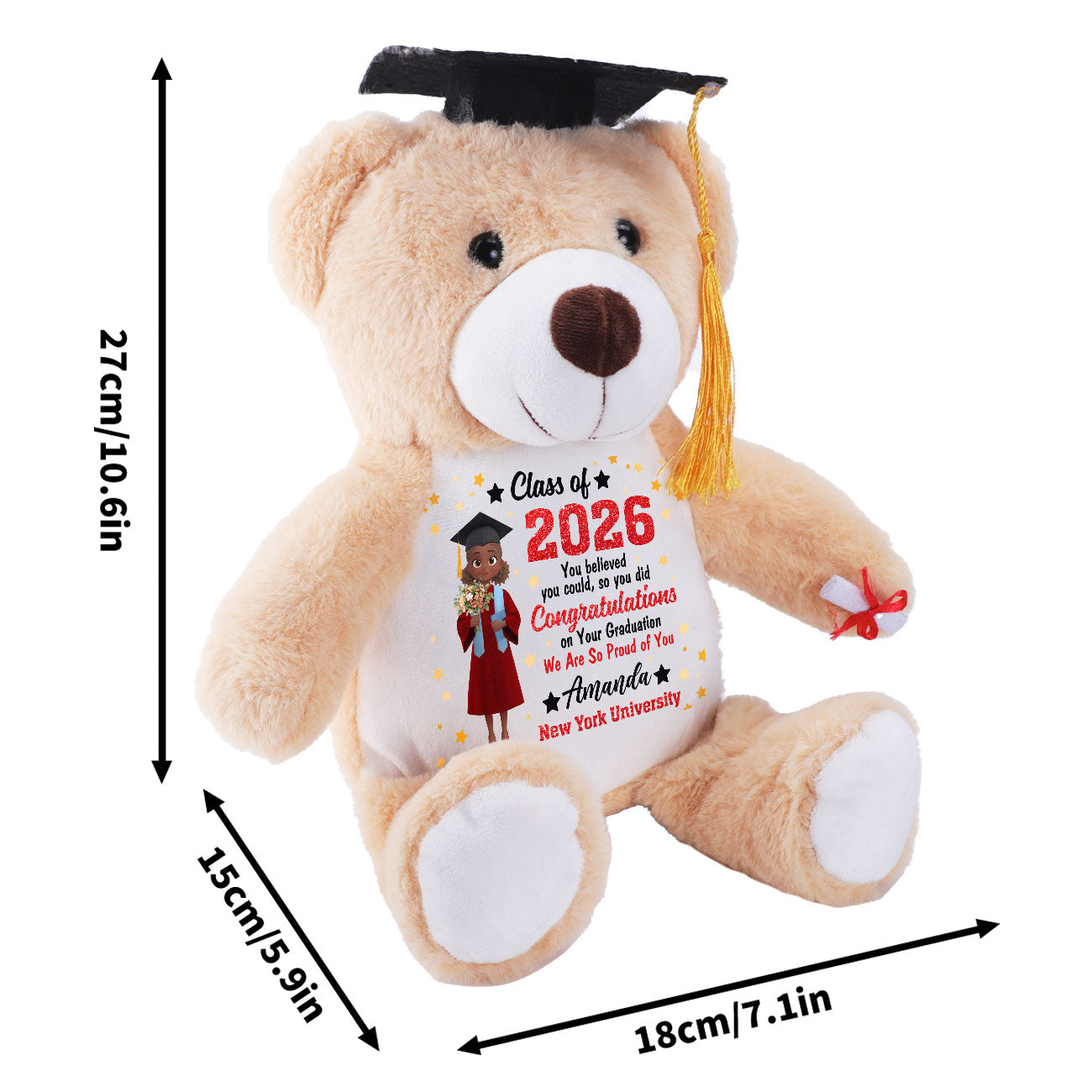 You Believed You Could So You Did - Personalized Graduation Teddy Bear