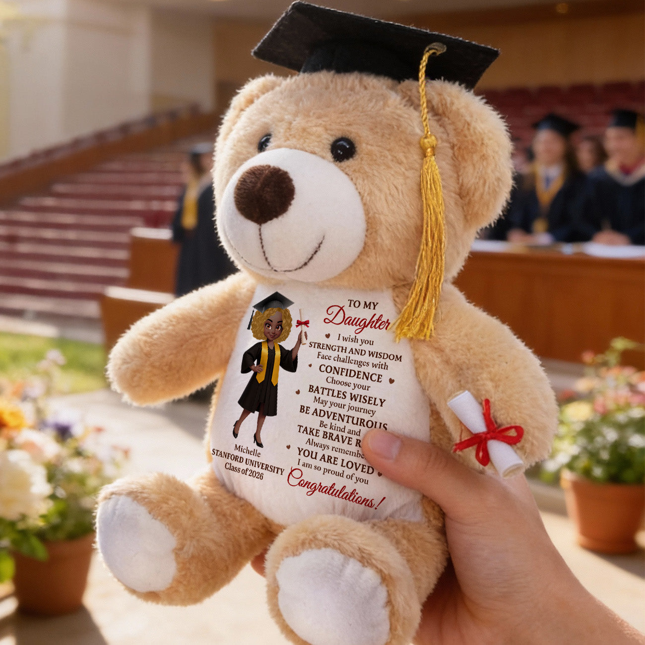 I Wish You Strength And Wisdom - Personalized Graduation Teddy Bear