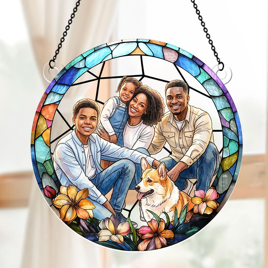 Custom Photo Style Suncatcher For Family And Bestie - Personalized Acrylic Suncatcher