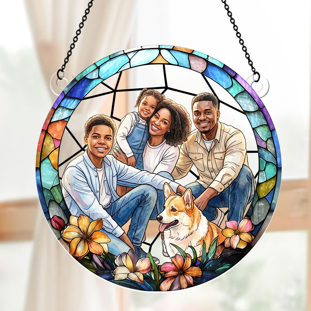 Custom Photo Style Suncatcher For Family And Bestie - Personalized Acrylic Suncatcher