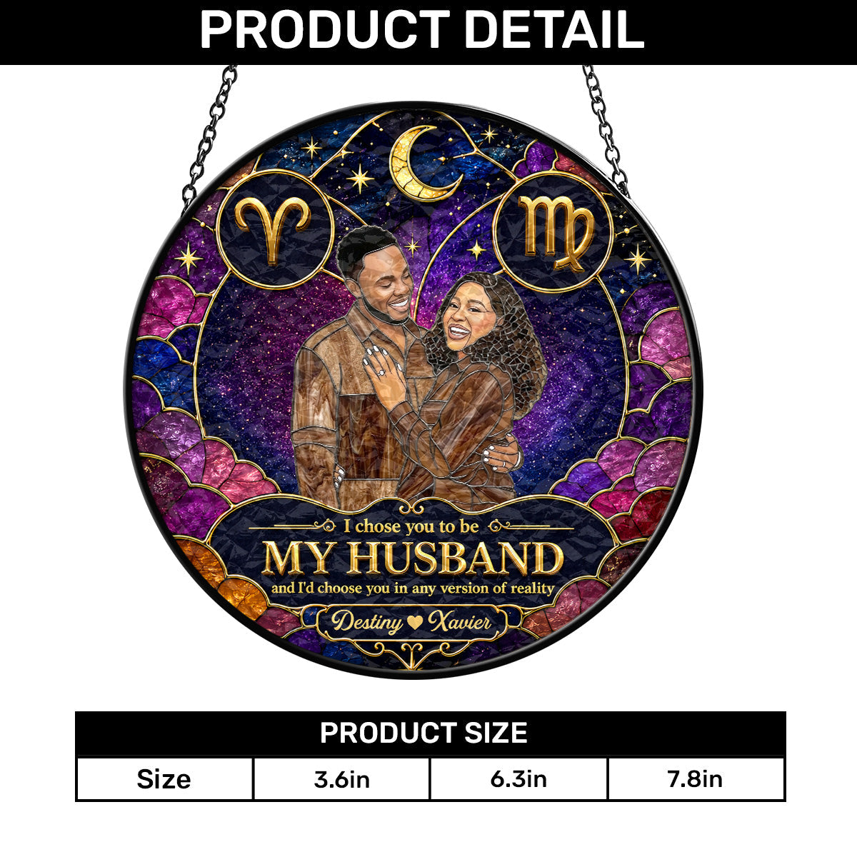 Custom Photo I Choose You Zodiac Destiny  - Personalized Stained Glass Window Hanging Suncatcher