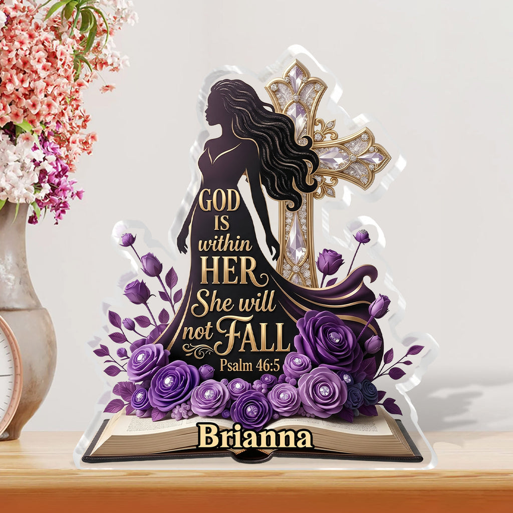 God Is Within Her Purple Roses - Personalized Custom Shaped Acrylic Plaque