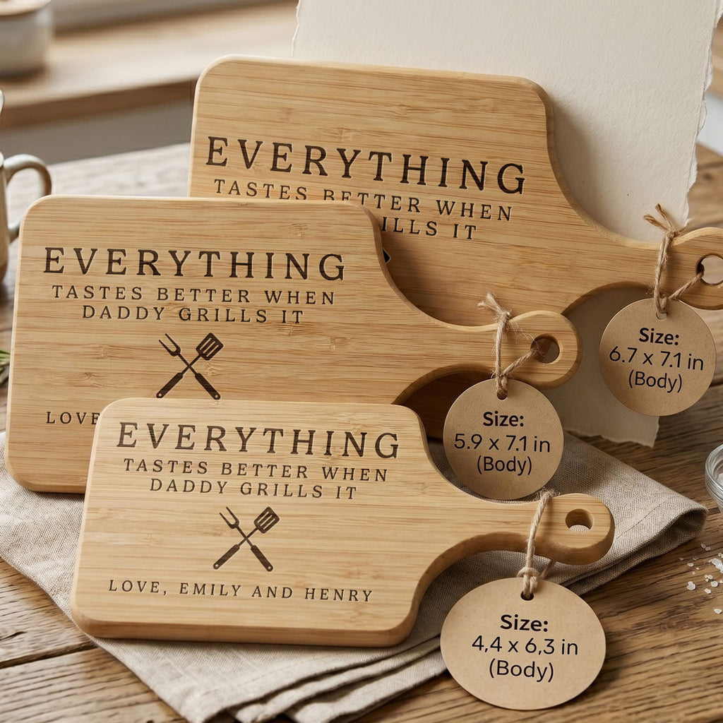 Everything Tastes Better When Daddy Grills It - Personalized Cutting Board With Handle
