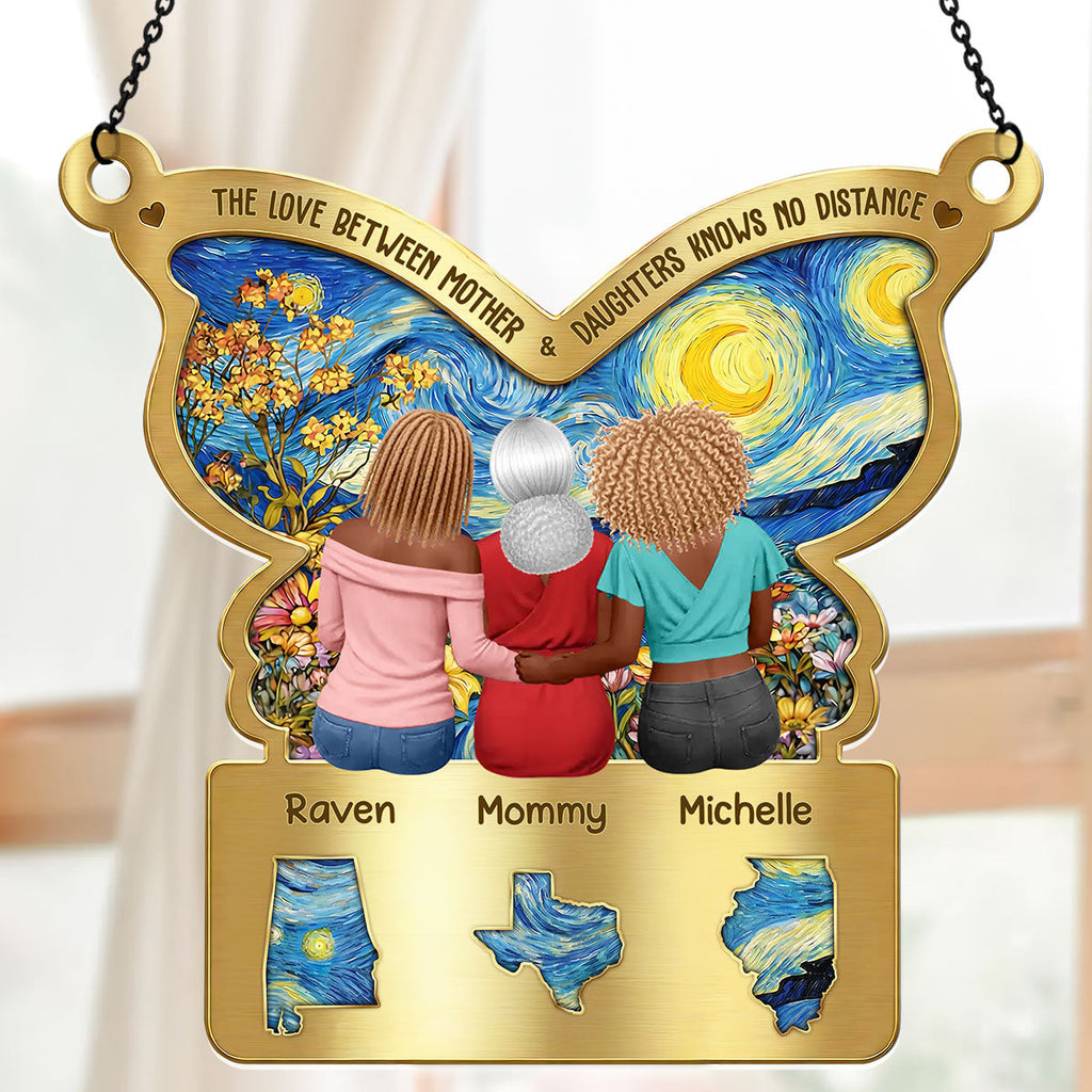 Mother Daughter Knows No Distance Mother‘s Day Gift - Personalized Acrylic Suncatcher