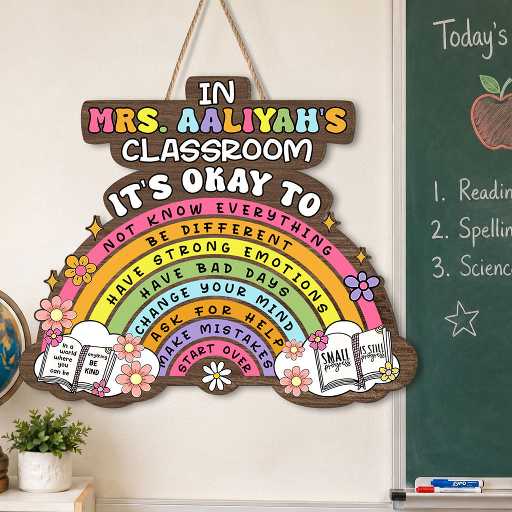 It's Okay To Not Know Everything Classroom Rules - Personalized Wooden Door Sign