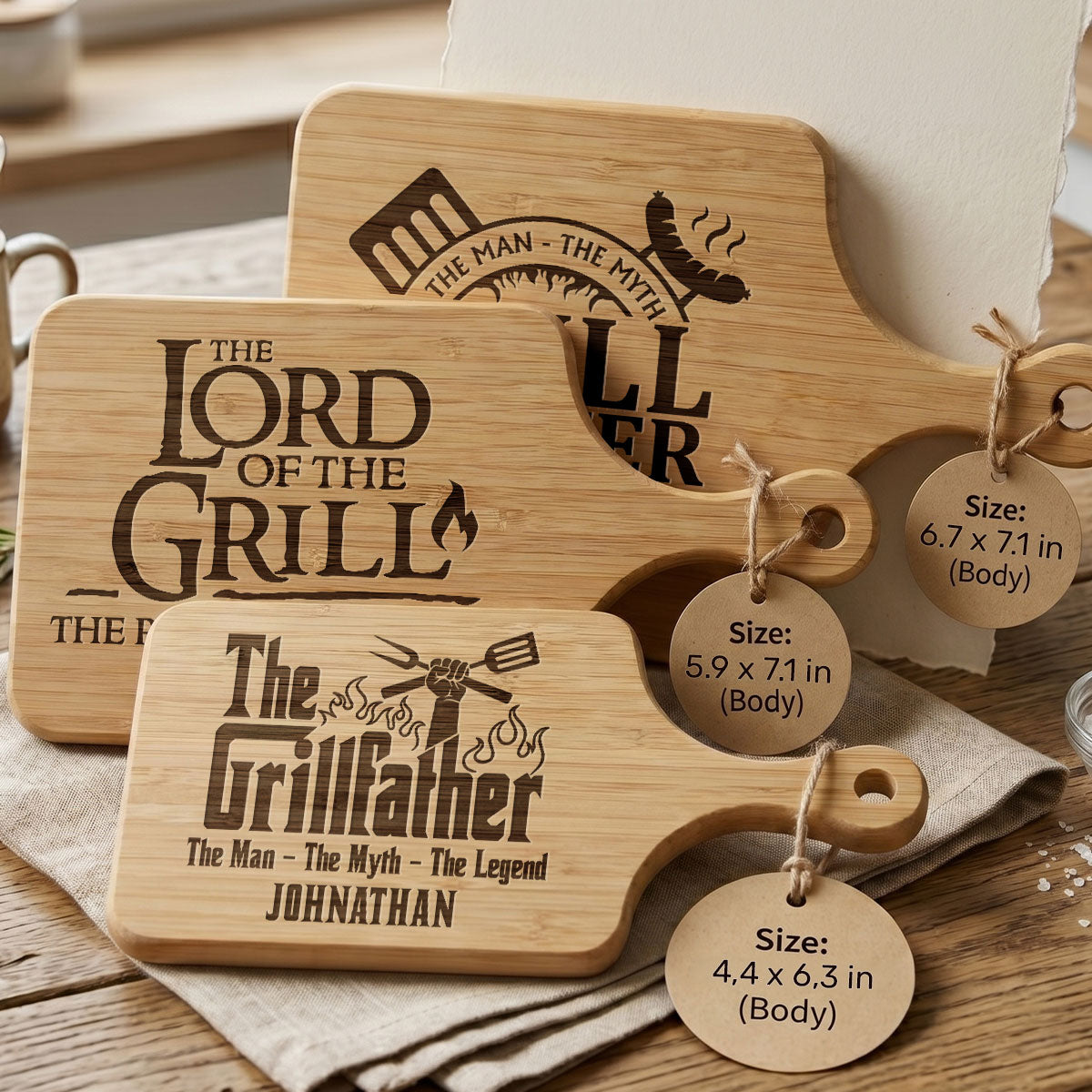 The Man, The Myth, The Grill Master - Personalized Cutting Board With Handle
