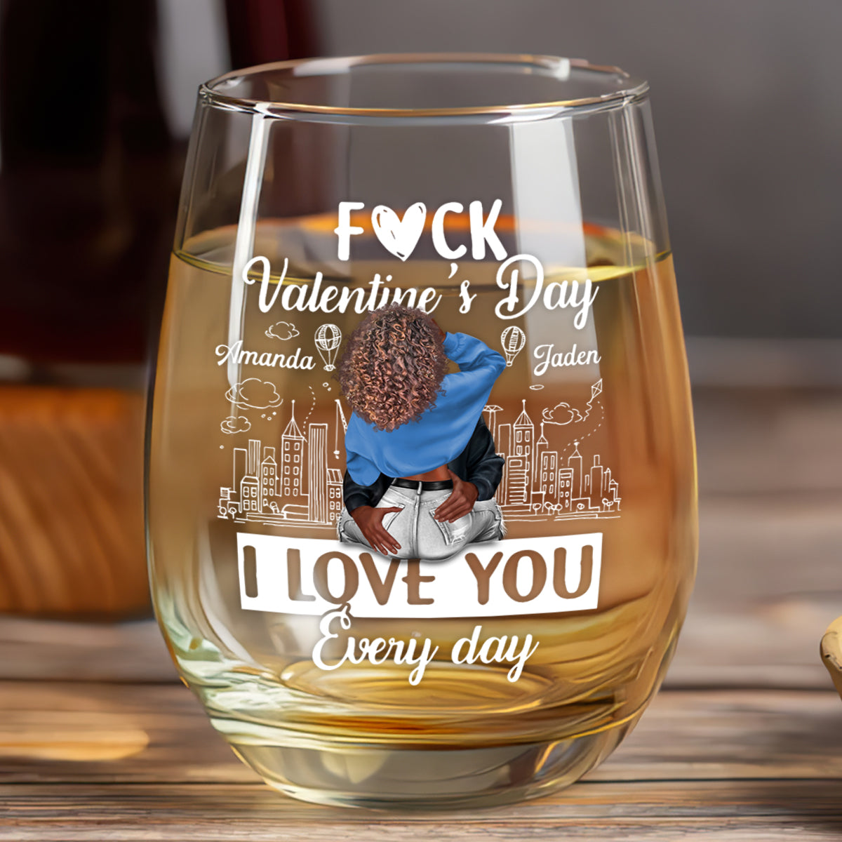 I Love You Every Day - Personalized Stemless Wine Glass