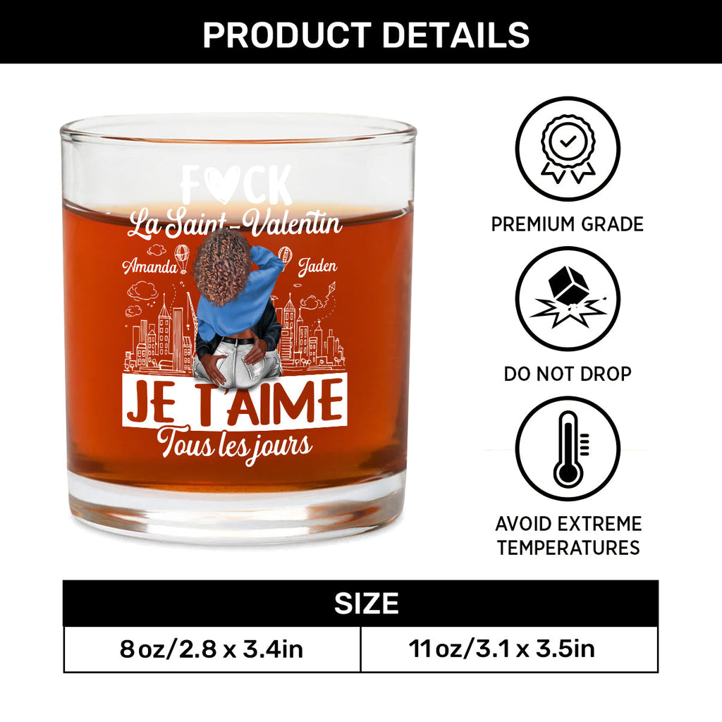Je T’aime Tous Les Jours - Personalized Round Whiskey Glass