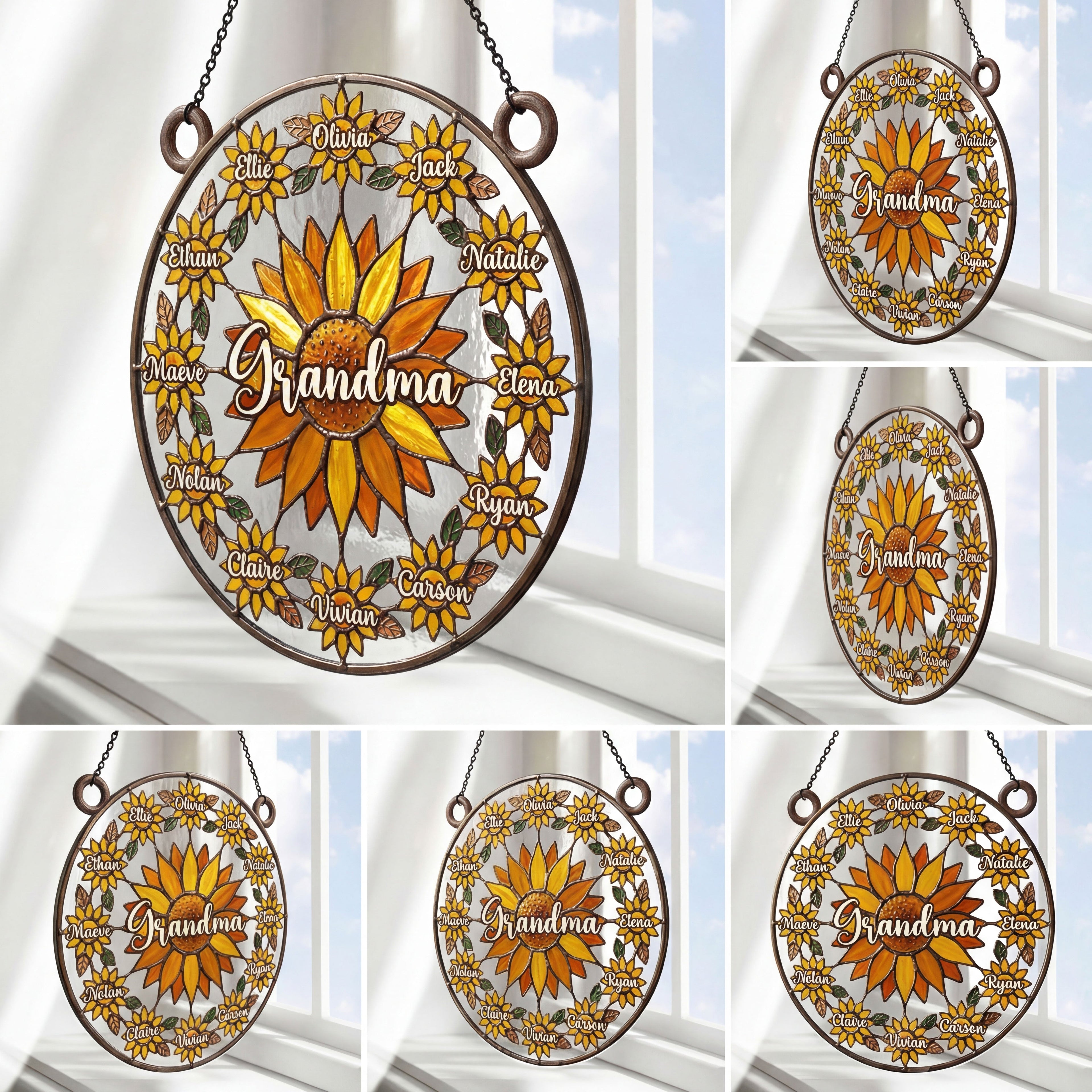Love Being A Grandma Sunflower  - Personalized Acrylic Suncatcher