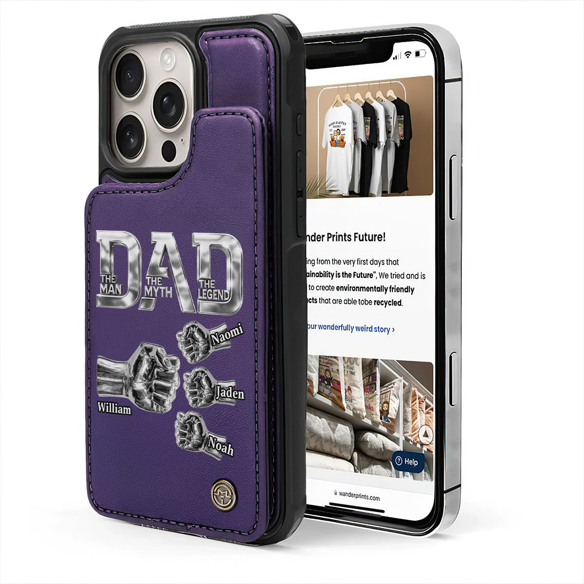 Dad The Man The Myth The Legend - Personalized Leather Flip Wallet Phone Case