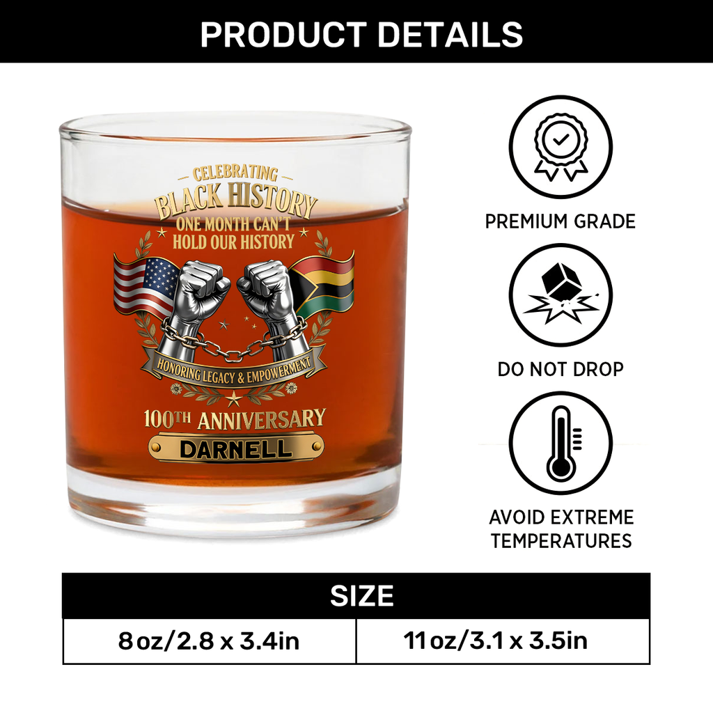 Black History Month - Personalized Round Whiskey Glass