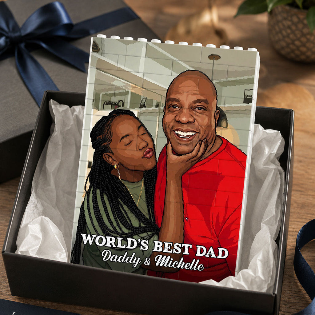 Custom Photo Pixel Arts Dad Grandpa Parents Family - Personalized Building Brick Puzzle