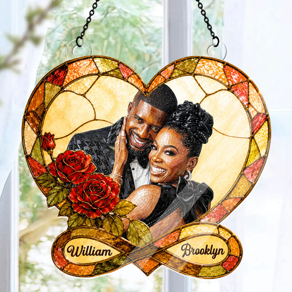 Custom Photo Stained Glass Infinity Love - Personalized Acrylic Suncatcher