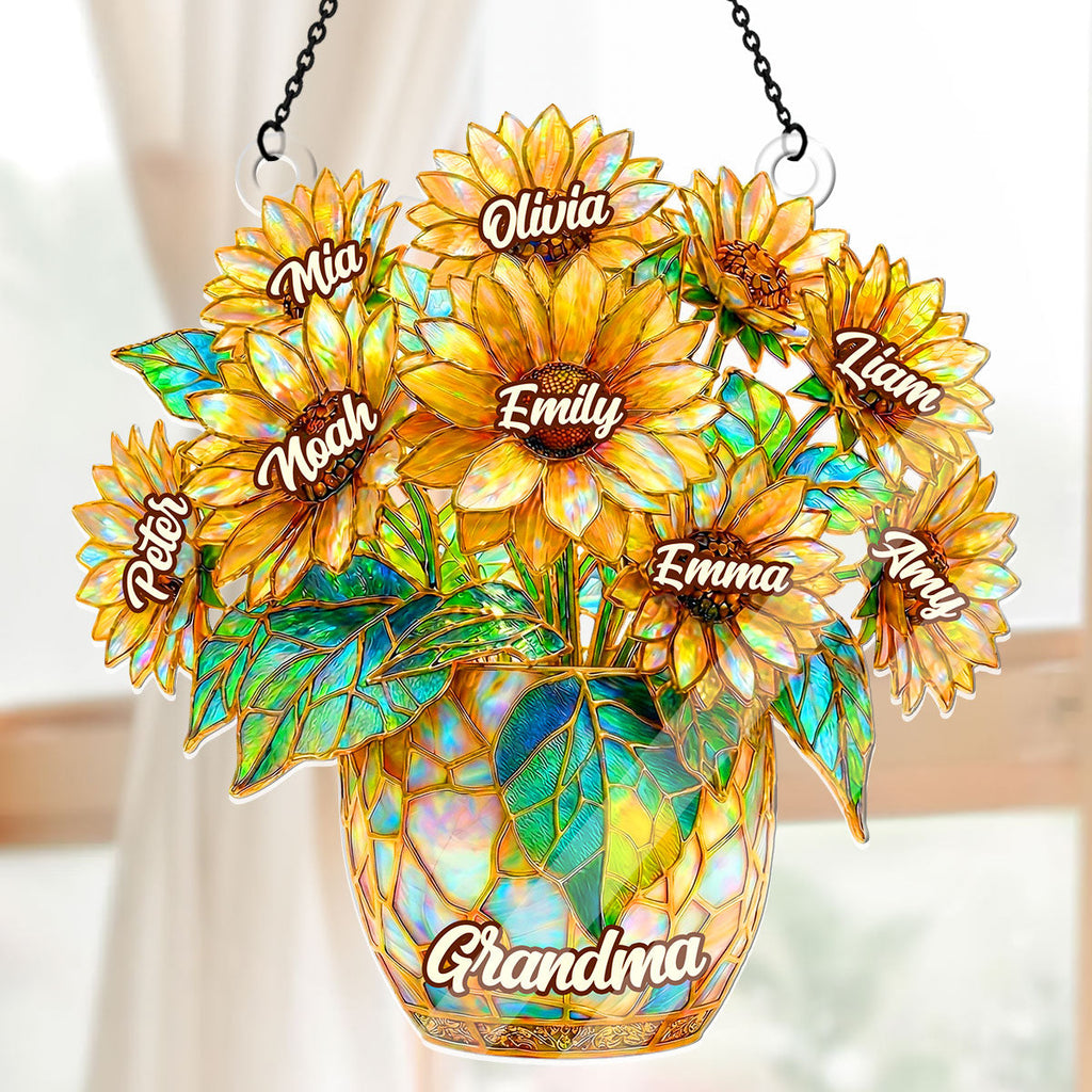 Sunflower Love For Grandma - Personalized Acrylic Suncatcher