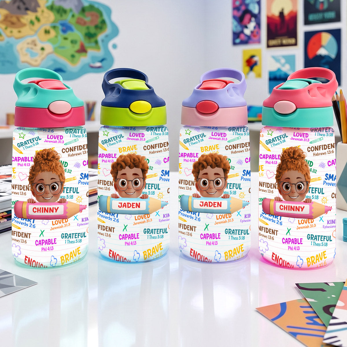 God Says I Am - Personalized Kid Water Bottle