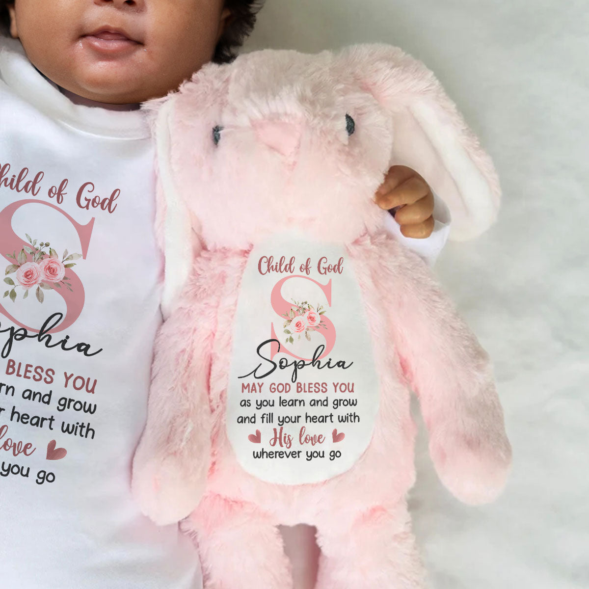 May God Bless You - Personalized Stuffed Bunny