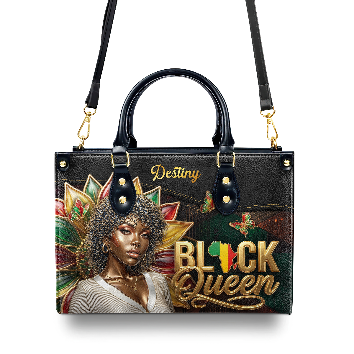 Black Queen Juneteenth Edition - Personalized Leather Handbag