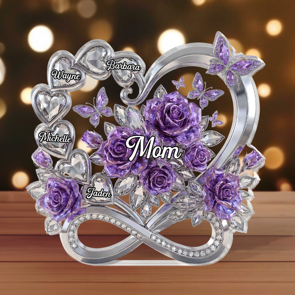 Heart Infinity With Roses - Personalized Custom Shaped Acrylic Plaque