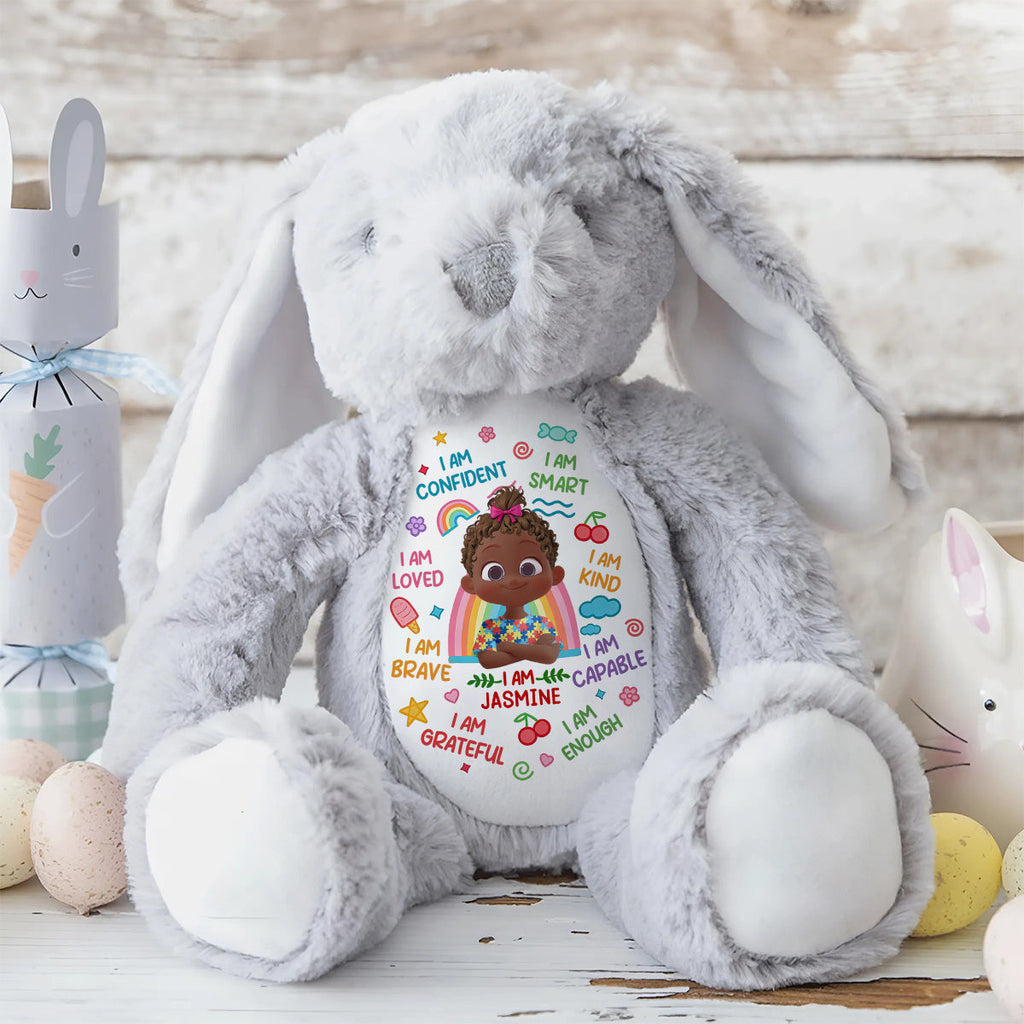 I Am Kind I Am Smart - Personalized Stuffed Bunny