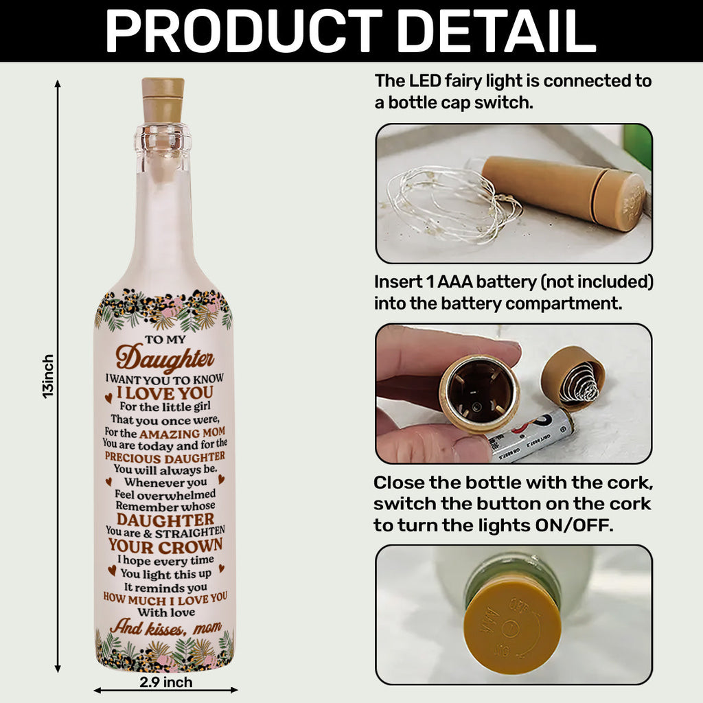 Mother And Daughter Forever Linked Together - Personalized Bottle Lamp