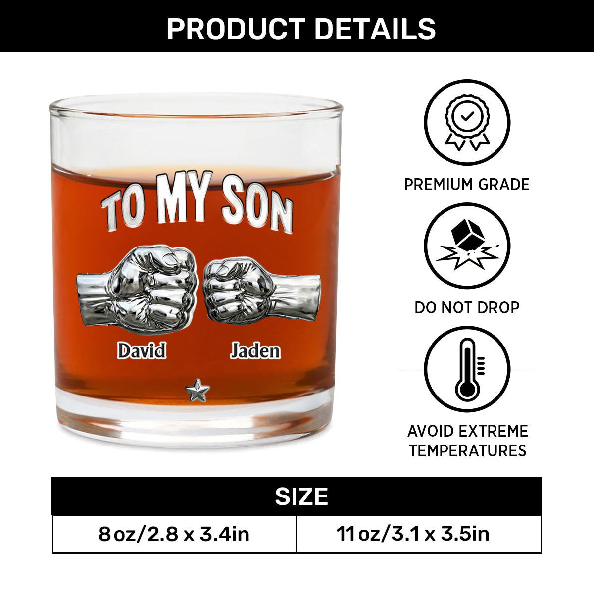 To My Son I Believe In You - Personalized Round Whiskey Glass
