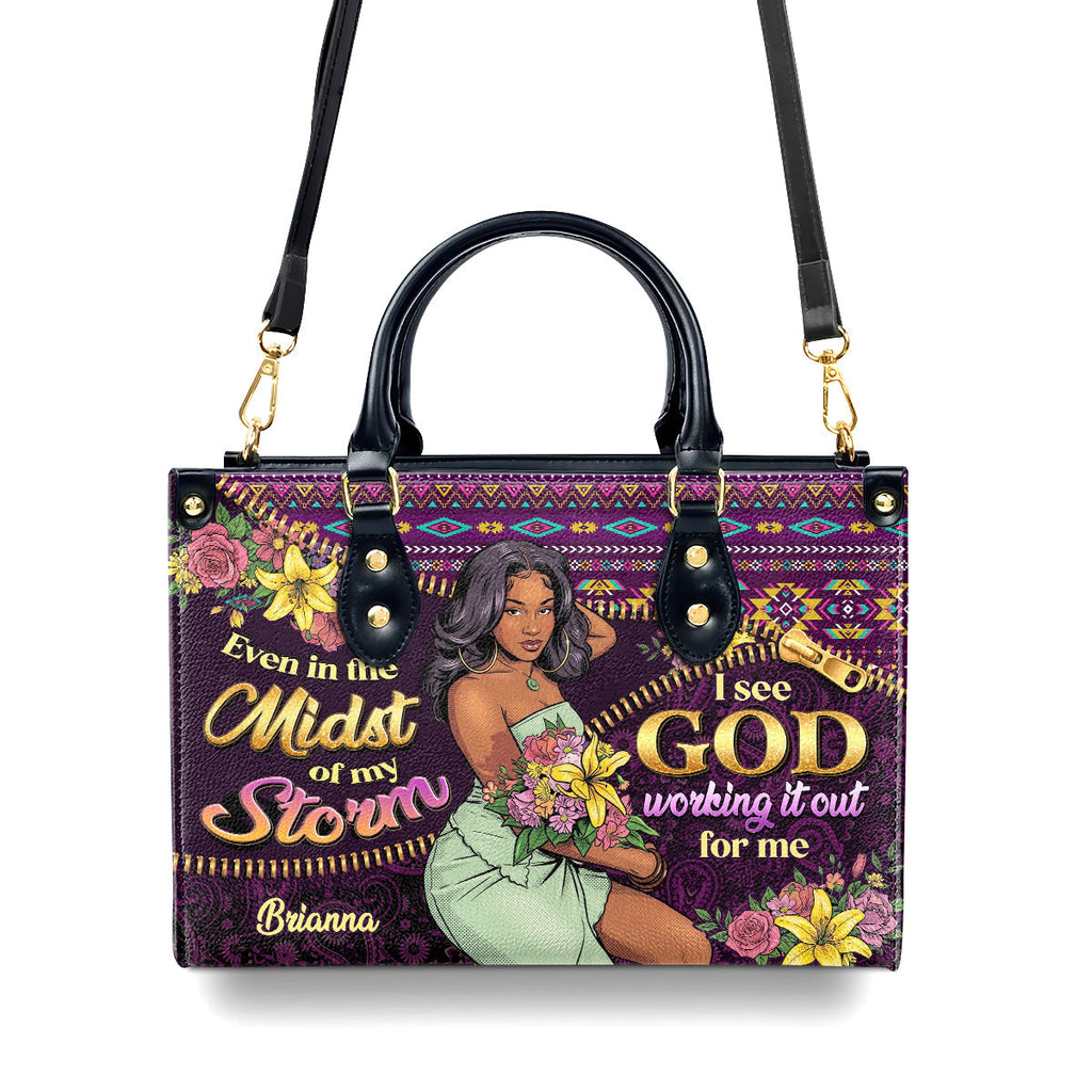 I See God Working It Out For Me - Personalized Leather Handbag