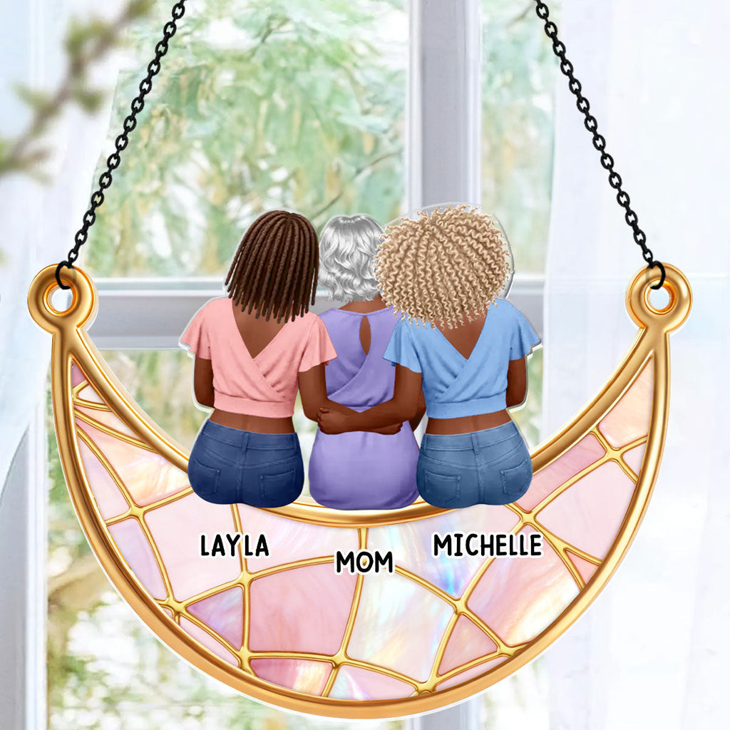 Mother And Daughter Son Moon Love - Personalized Acrylic Suncatcher