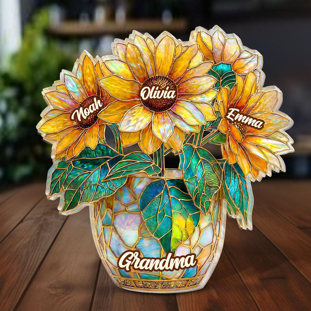 Sunflower Love For Grandma - Personalized Custom Shaped Acrylic Plaque
