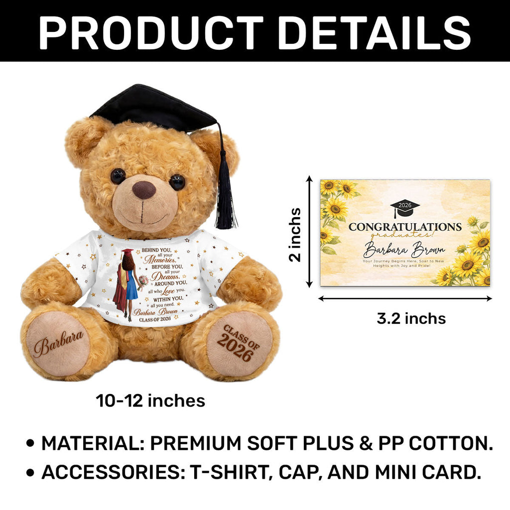 Behind You All Your Memories - Personalized Graduation Bear With Card