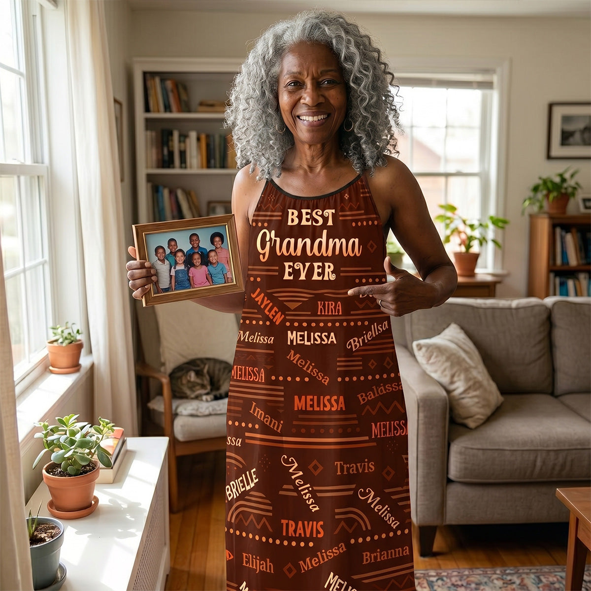 Best Grandma Ever - Personalized Backless Cami Maxi Dress