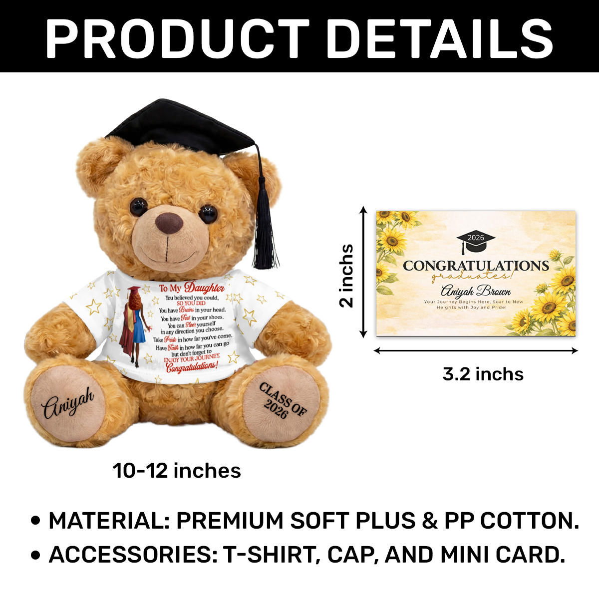You Believed You Could So You Did - Personalized Graduation Bear With Card