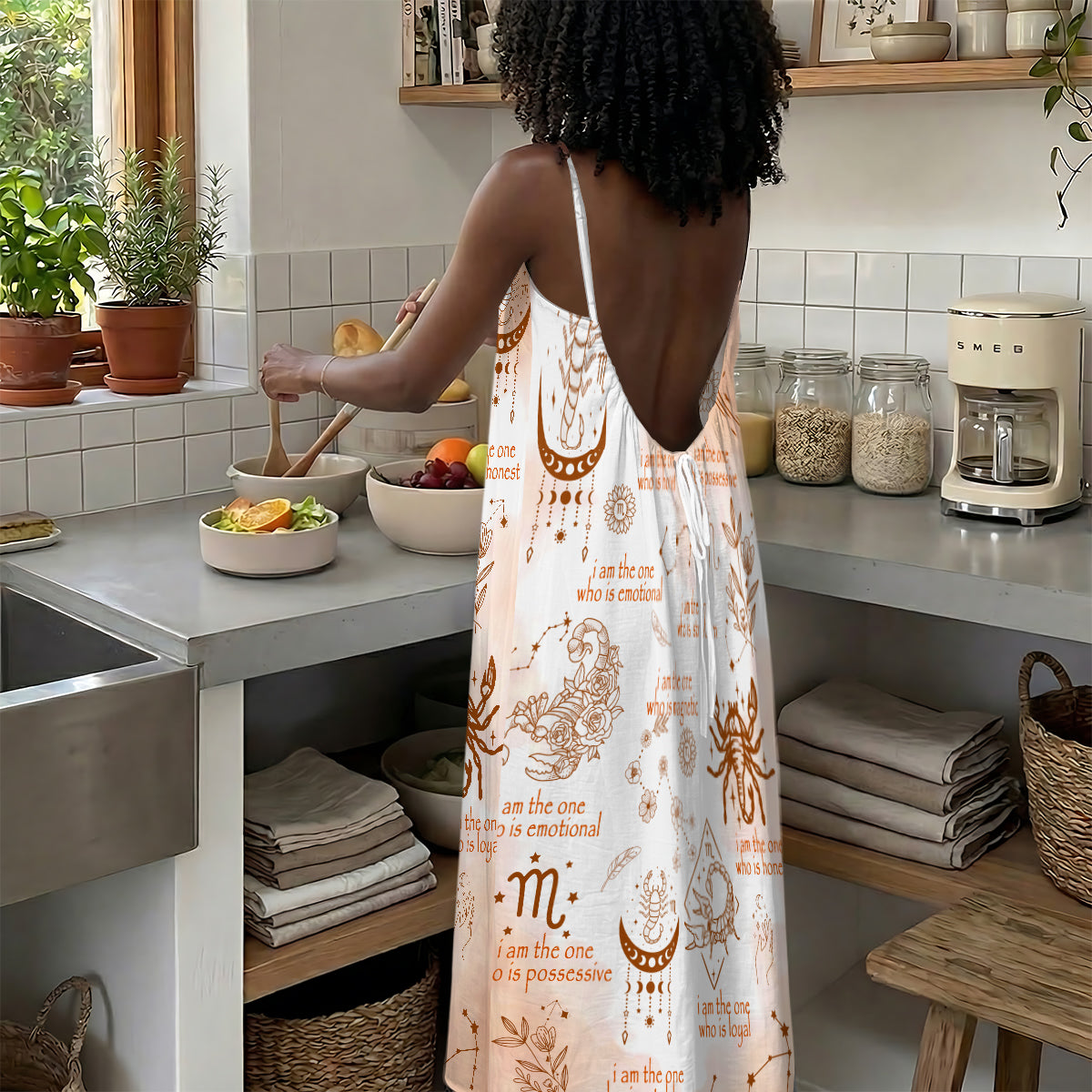 12 Zodiac Signs - Personalized Backless Cami Maxi Dress