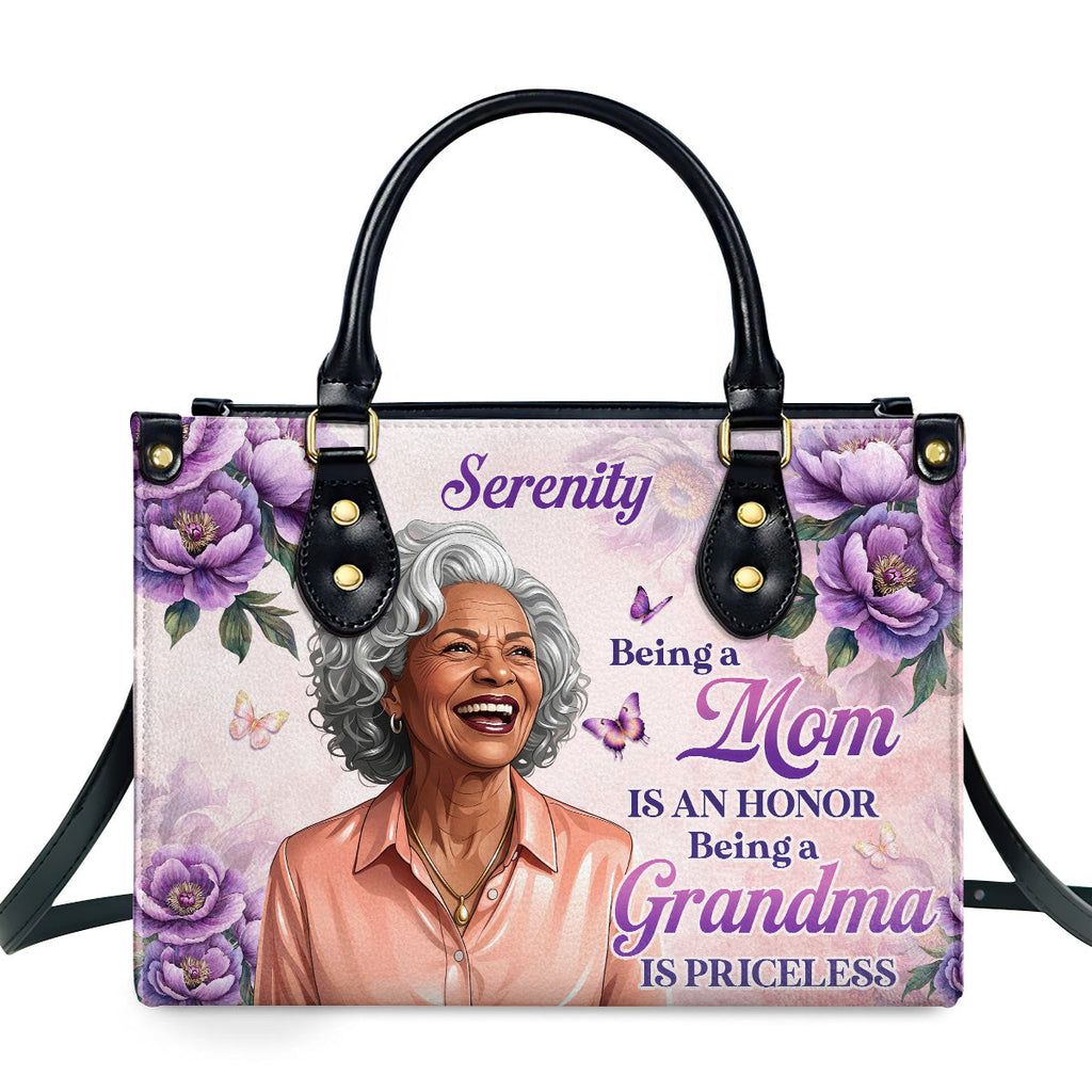 Being A Grandma Is Priceless - Personalized Leather Handbag