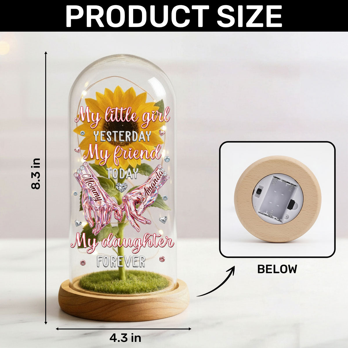 My Little Girl Yesterday, My Friend Today, My Daughter Forever  - Personalized Sunflower Dome Lamp